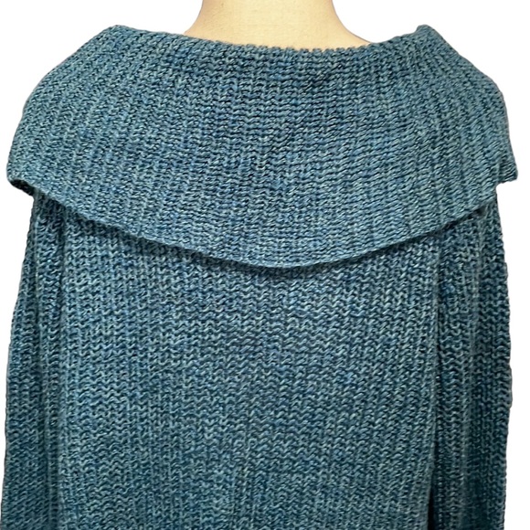 Faded Glory Aqua Baltic Sea Shawl Collar High Low Womens Sweater Size XL (16-18) - Picture 7 of 16